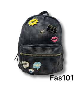 Black Leatherette Backpack (No Name) FAS101