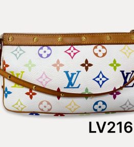 Louis Vuitton Multi Colored Studded Muri Kami White Pochette LV216