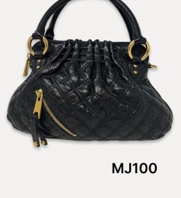 Marc Jacobs Black Leather Quilted Pattern Handbag MC100